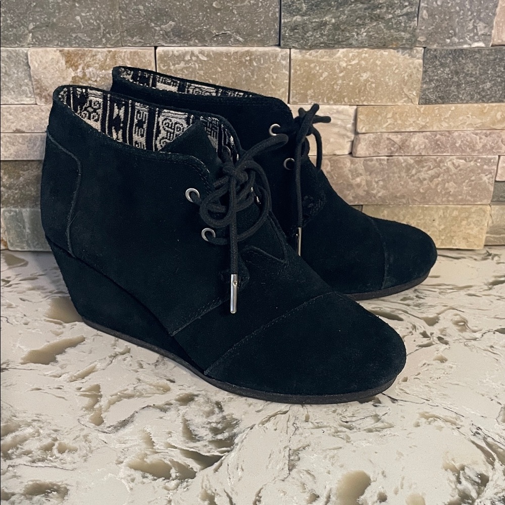 Toms Black Suede Ankle Booties